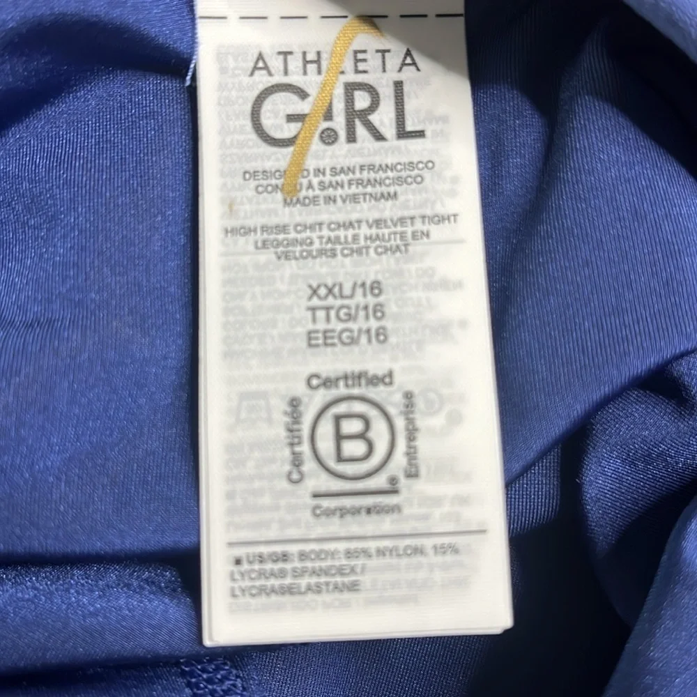 NWT $55 Athleta Girl Velvet like leggings size XXL